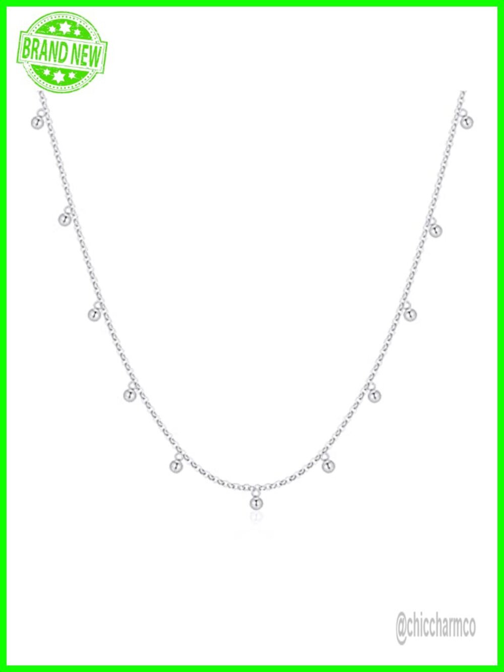 14k Gold Chain 18k Gold Dangling Bead Choker Necklace 19 Inch